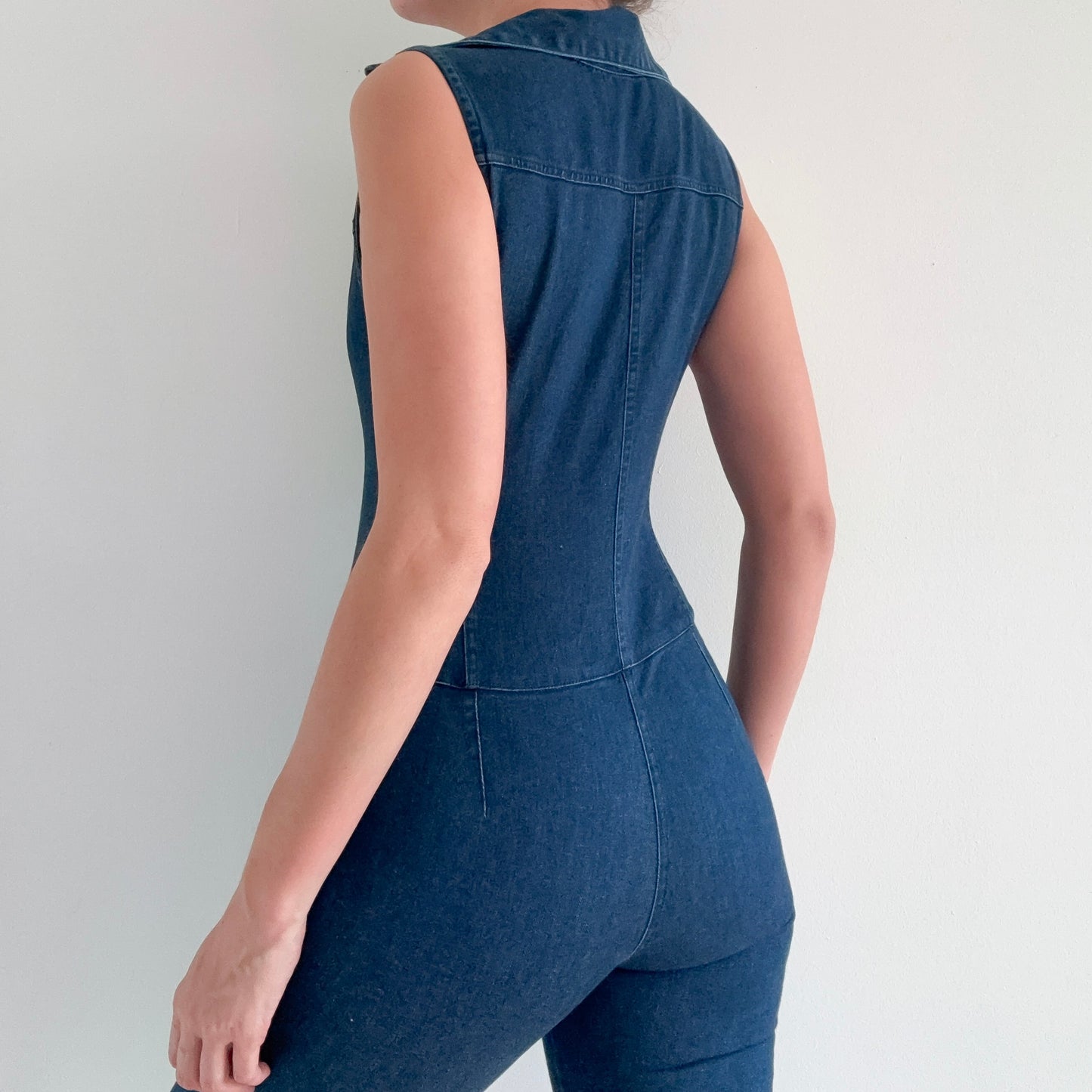 Y2K Denim Zip Capri Jumpsuit / SZ M