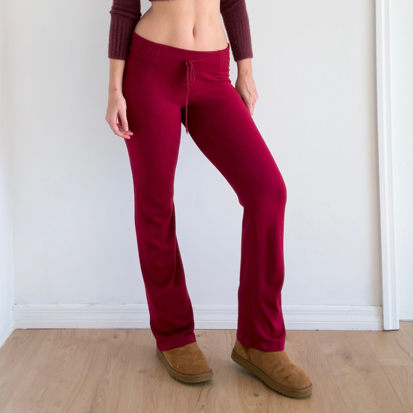 Y2K Burgundy Knit Lounge Pants / SZ M