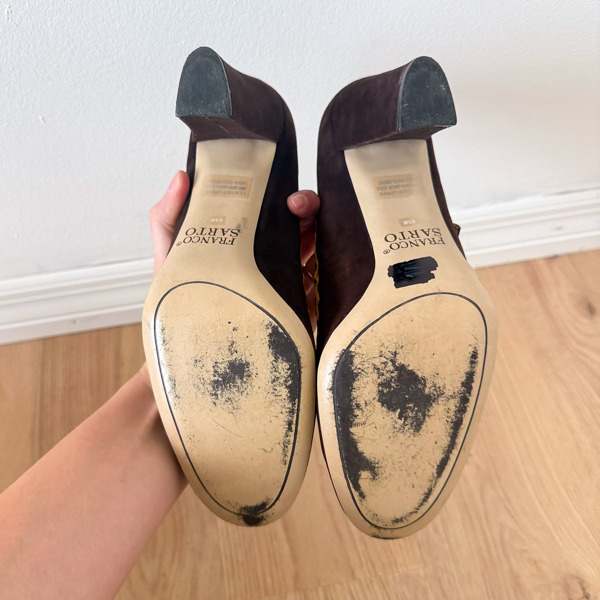 Y2K Brown Suede & Orange Maryjane Pumps / SZ 8.5