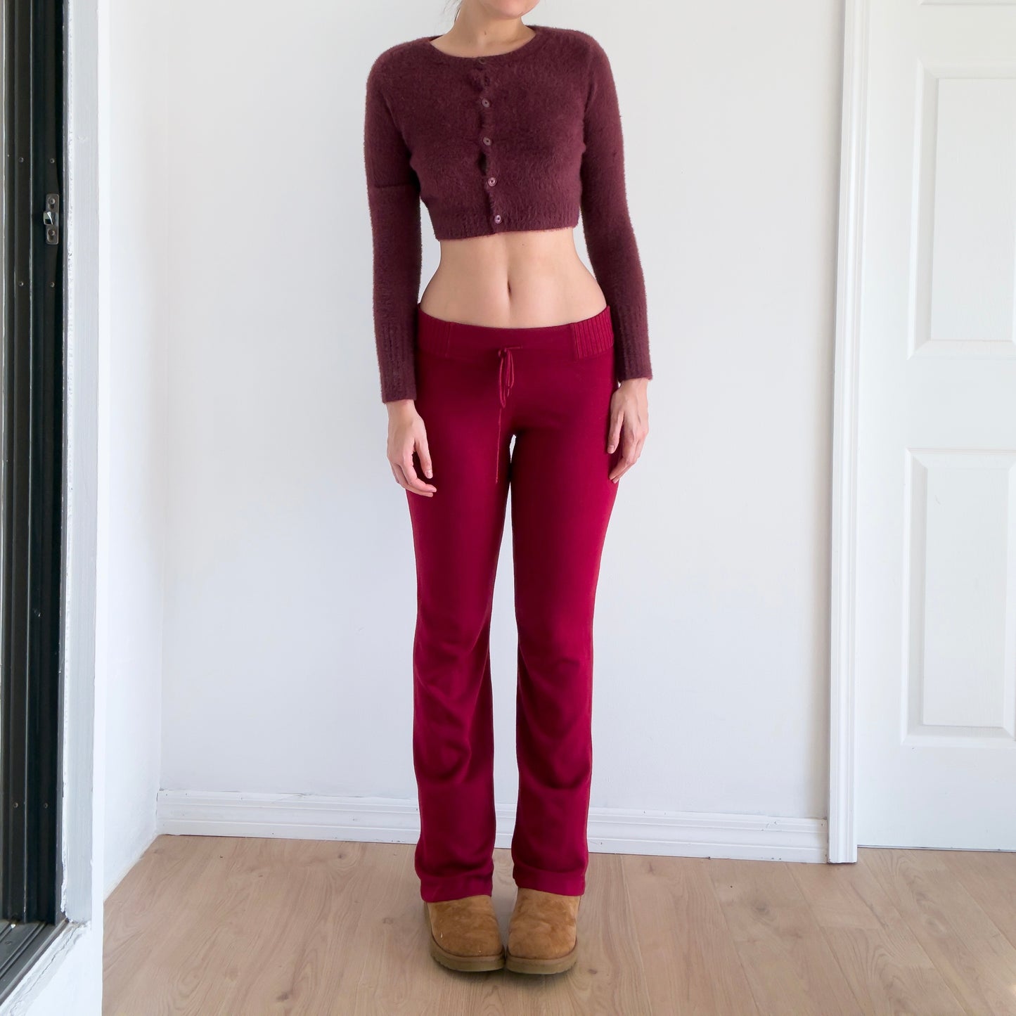 Y2K Burgundy Knit Lounge Pants / SZ M