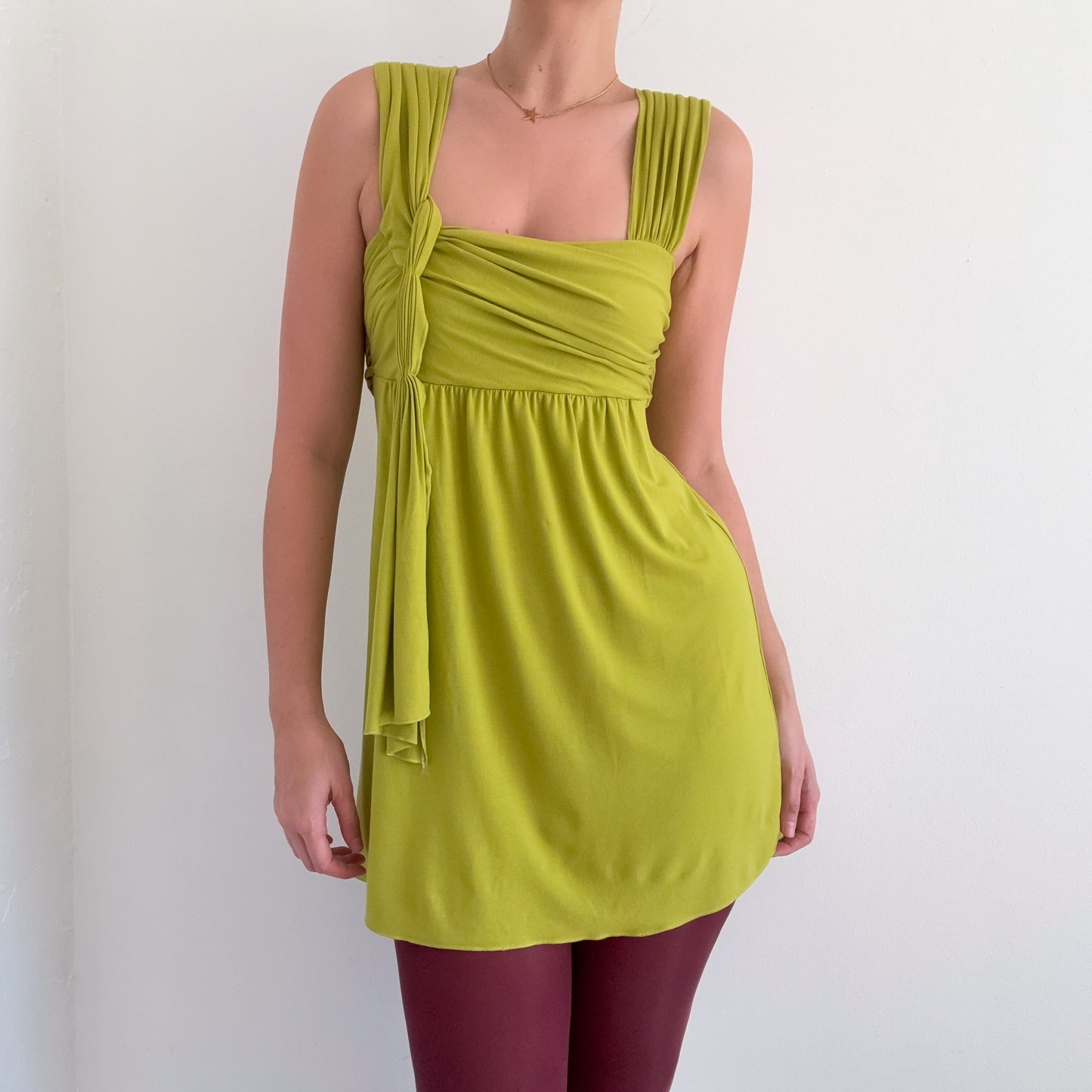 Y2K Chartreuse Mini Dress / SZ S