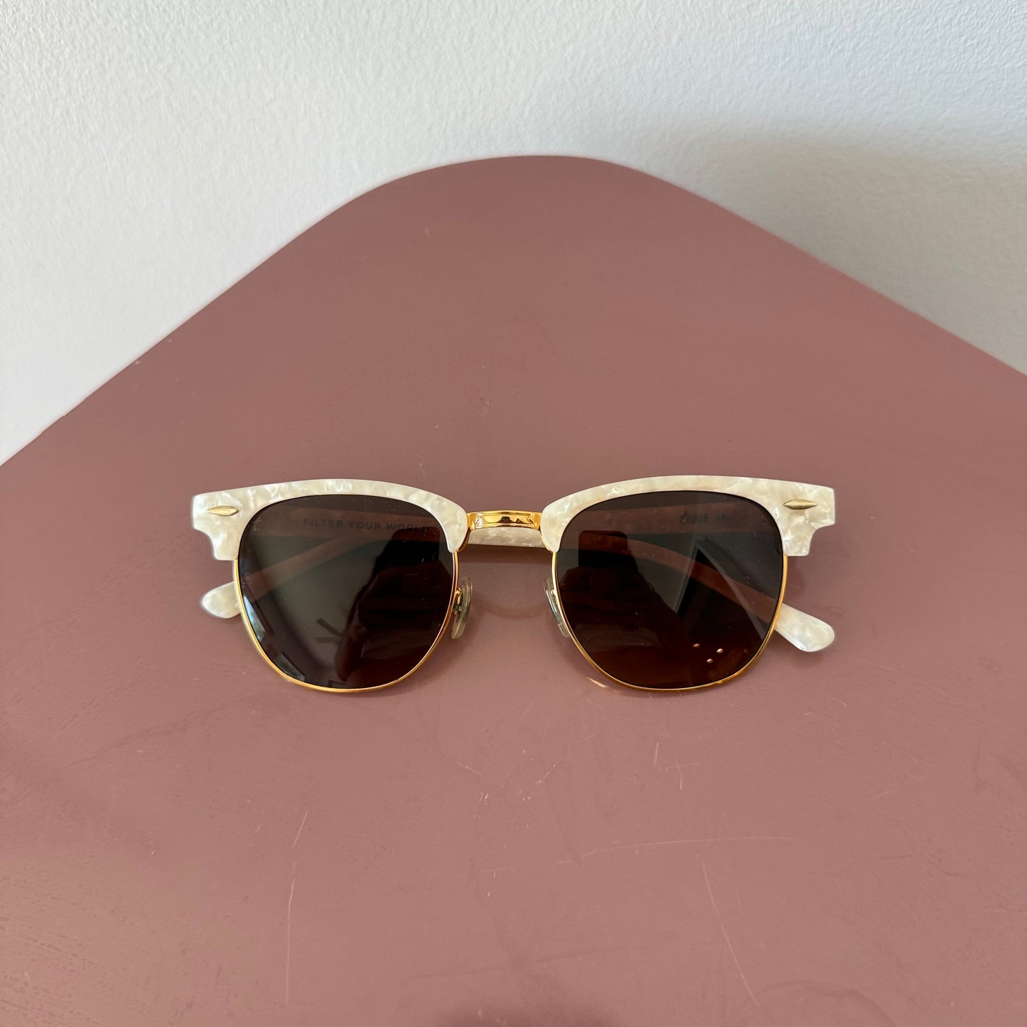 Tens Ivory & Gold Sunglasses