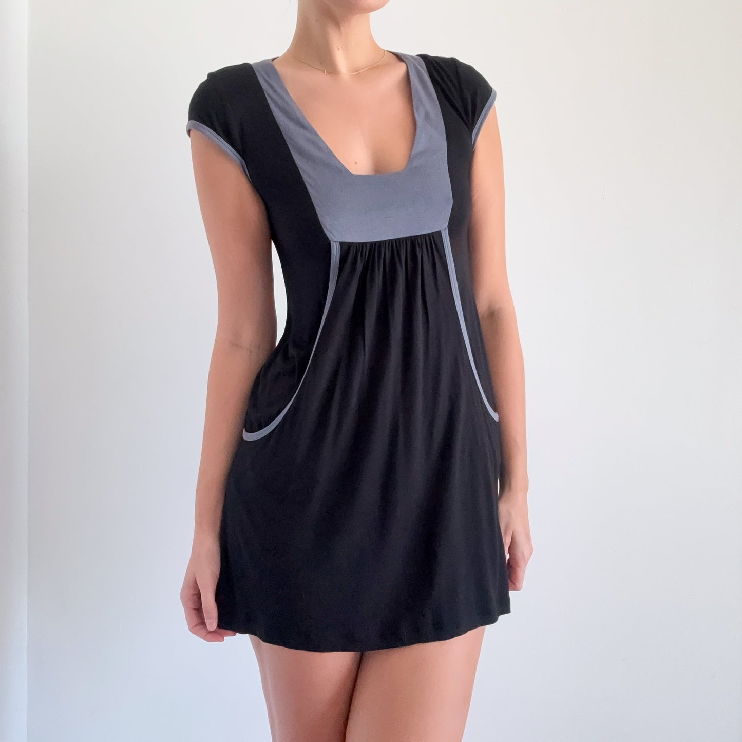 2010's Black & Stone Blue Mini Dress / SZ S