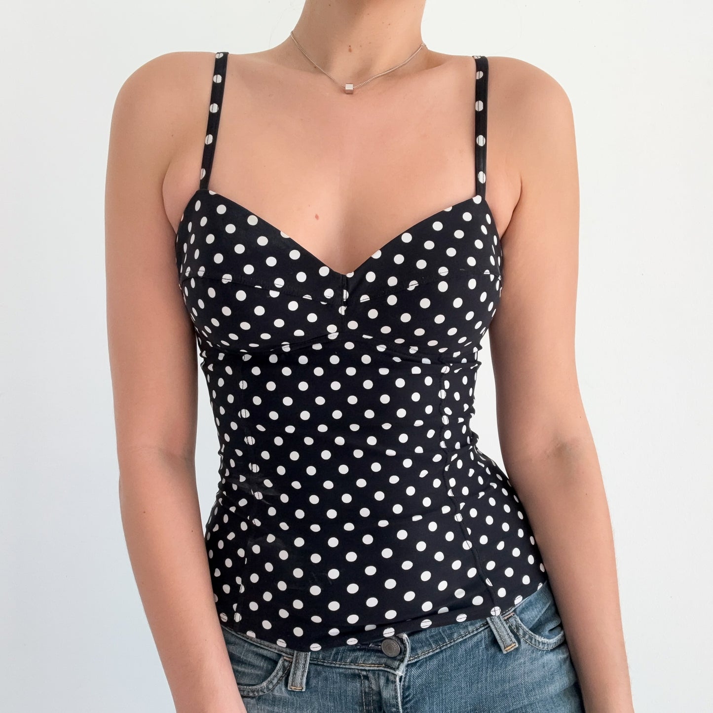 Y2K DKNY Black Polka Dot Swim Tank / SZ M