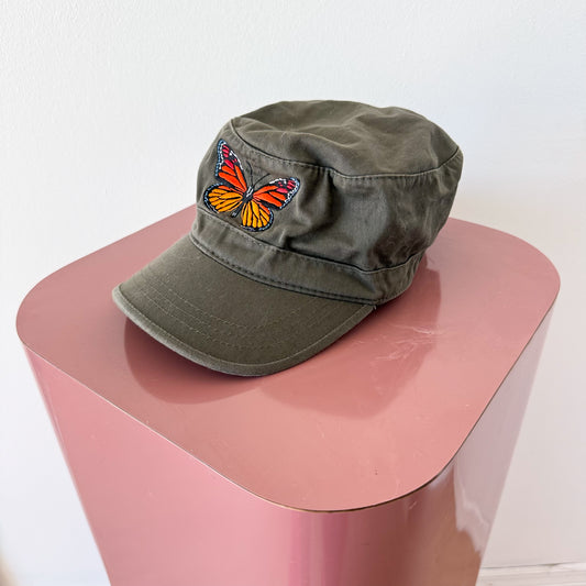 Y2K Army Green Butterfly Cap