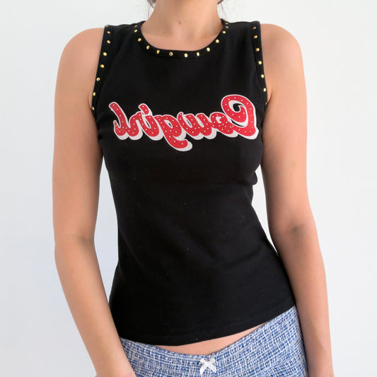 Y2K Black "Cowgirl" Studded Tank / SZ S-M