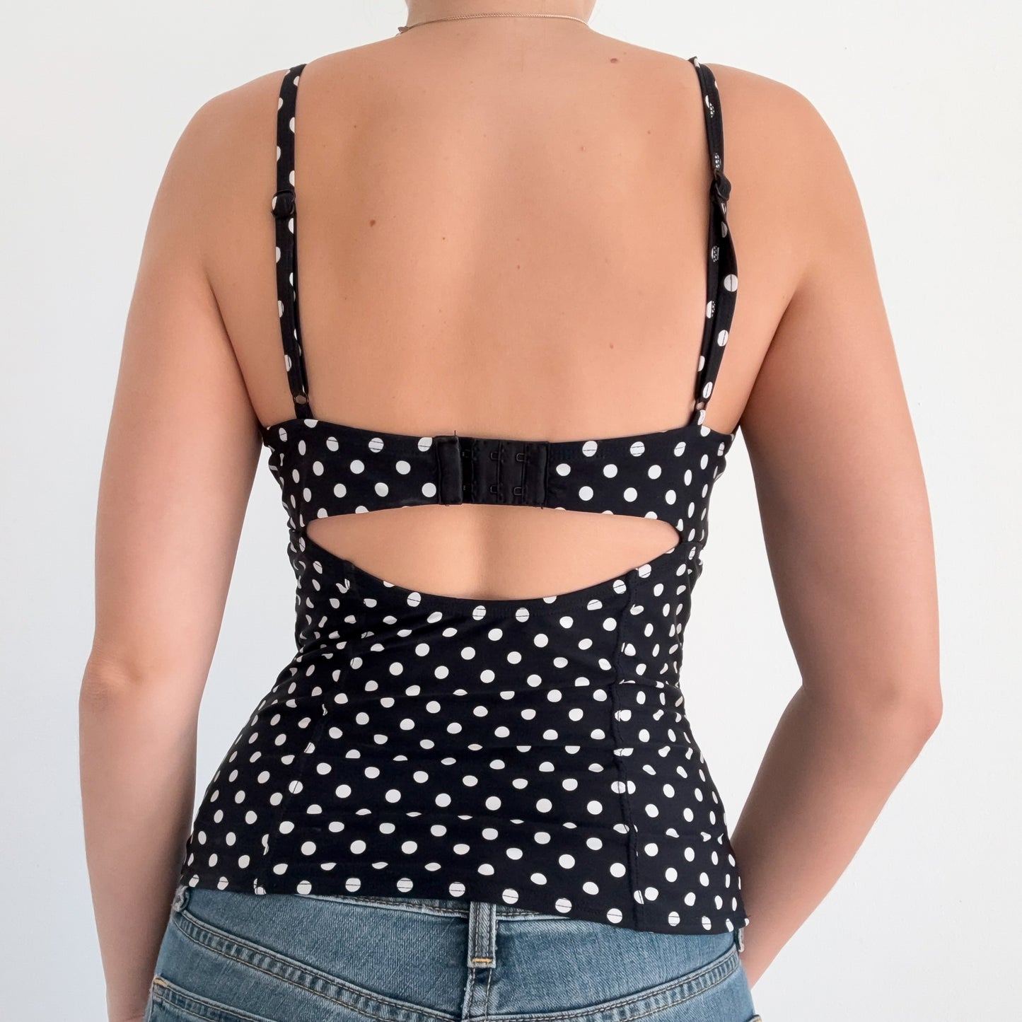 Y2K DKNY Black Polka Dot Swim Tank / SZ M