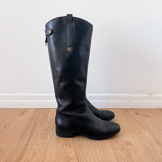 Black Leather Knee High Riding Boots / SZ 8