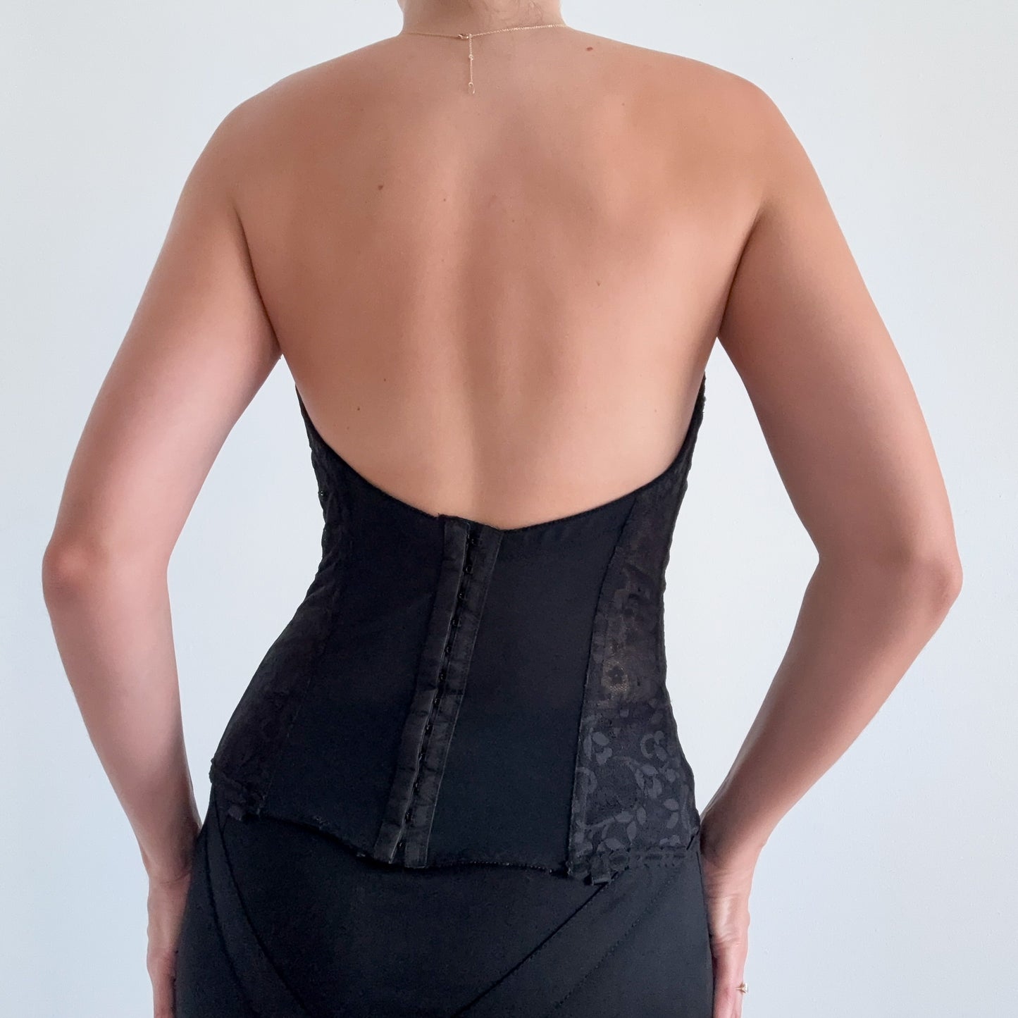 80's Black Lace Bustier Bra / SZ 36D