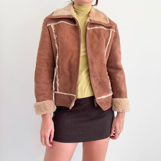 70's Sheepskin Suede Jacket / SZ S