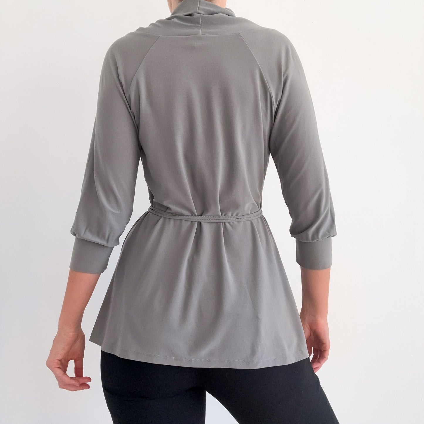 Y2K BCBGMaxAzria Grey Cowl Neck Tie Blouse / SZ M