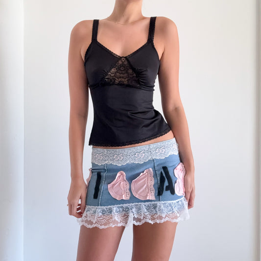 Y2K VS Denim Lace "Baddie" Mini Skirt / SZ S/M