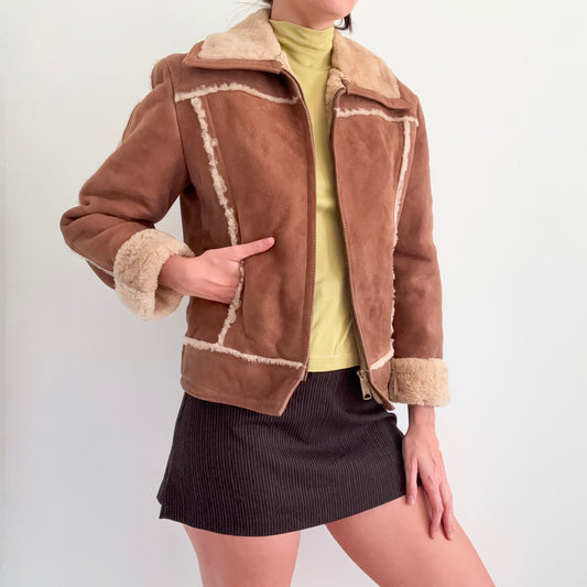 70's Sheepskin Suede Jacket / SZ S