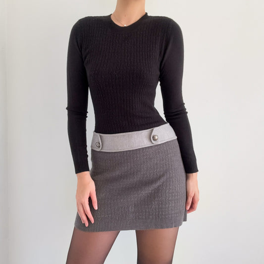 Y2K Black & Grey Knit Mini Dress / SZ M