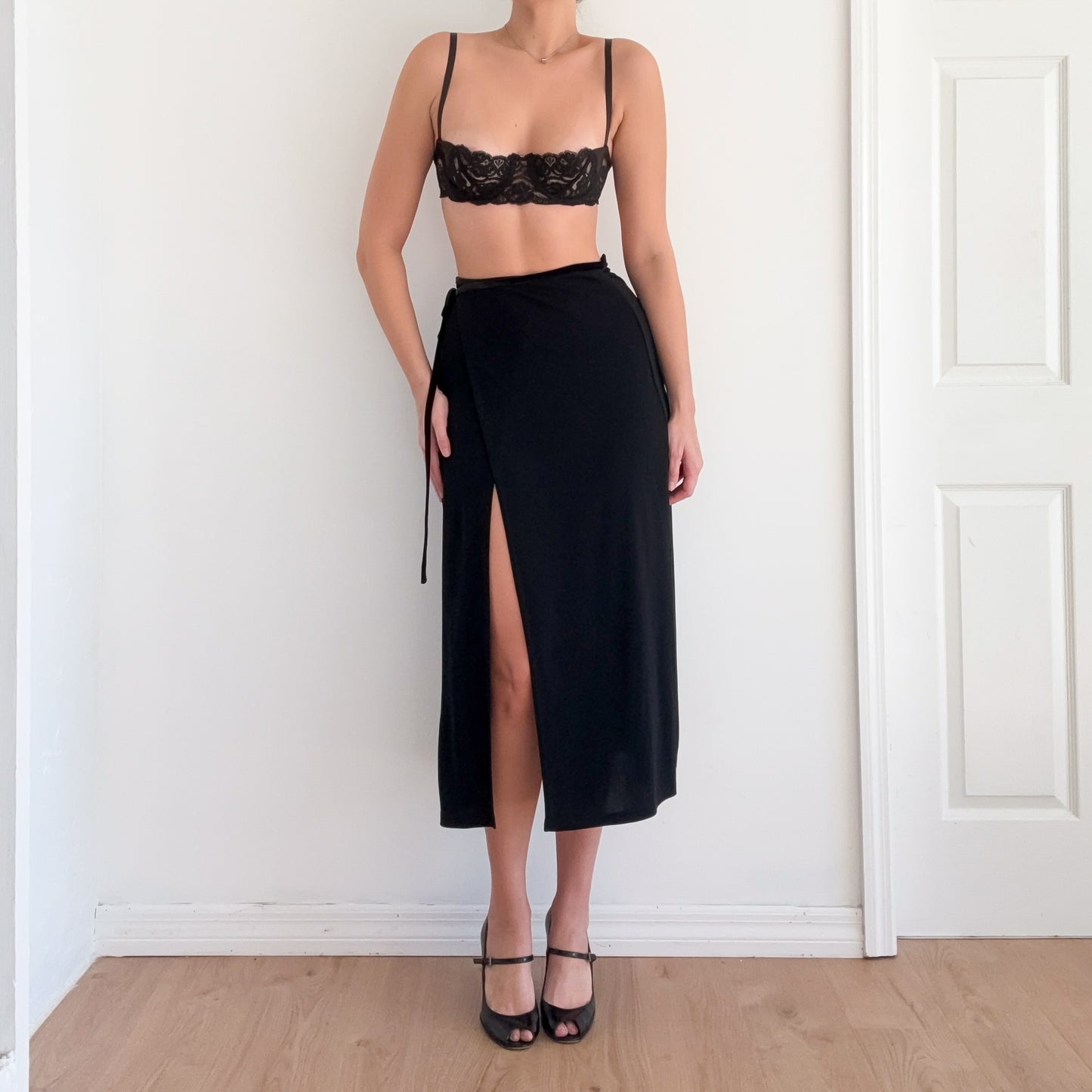 90's Calvin Klein Black Wrap Skirt / SZ S