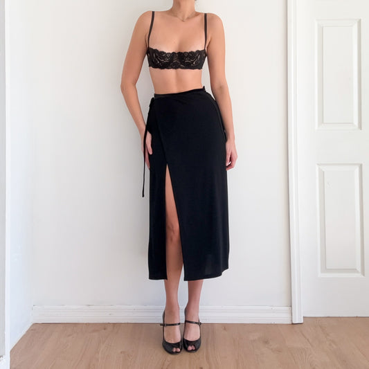 90's Calvin Klein Black Wrap Skirt / SZ S