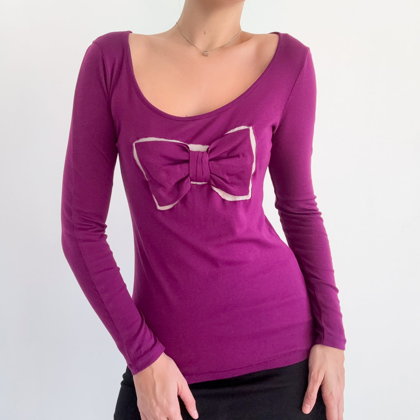 Y2K Sonia Rykiel Purple Bow Long Sleeve / SZ M