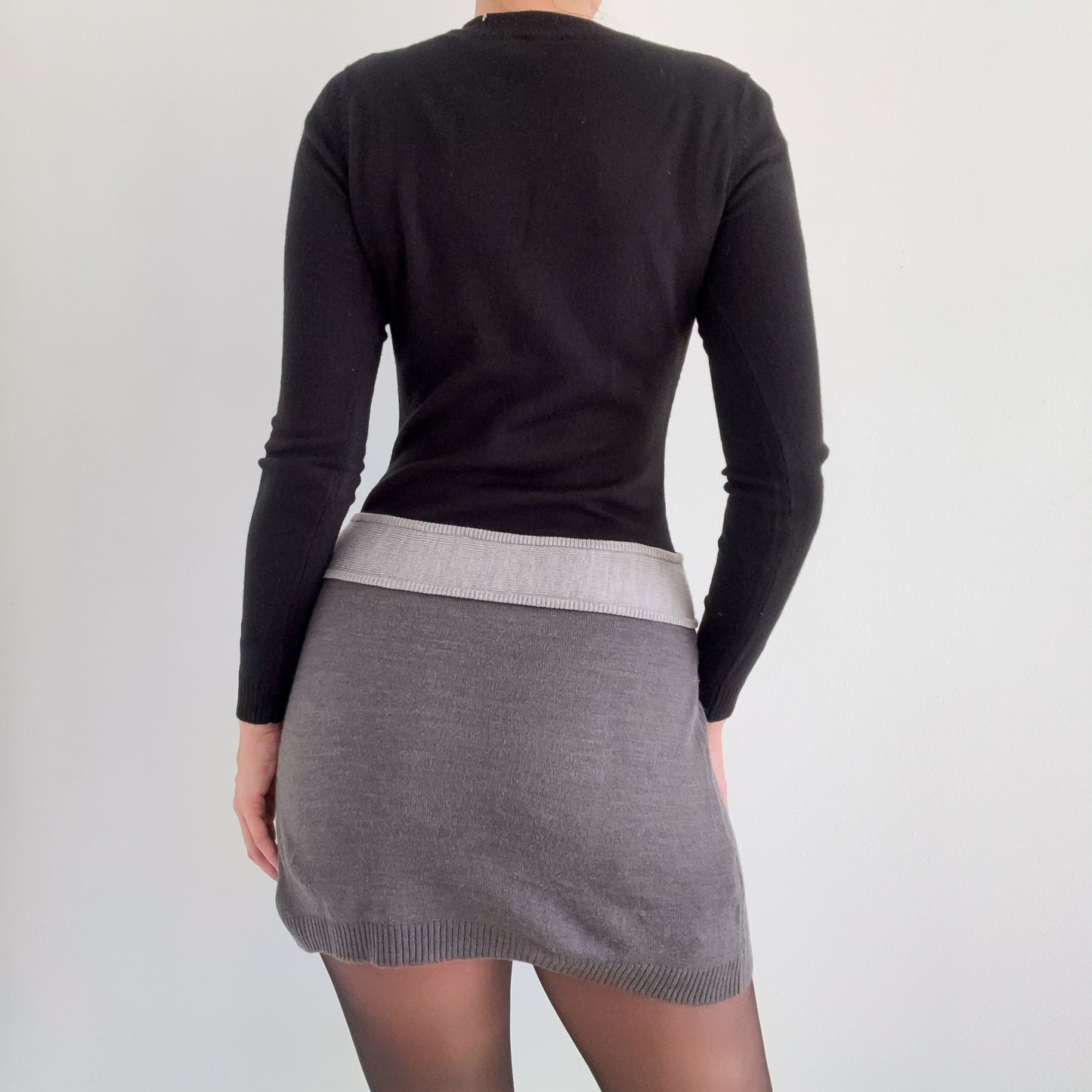 Y2K Black & Grey Knit Mini Dress / SZ M