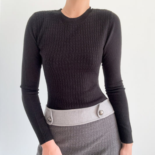 Y2K Black & Grey Knit Mini Dress / SZ M