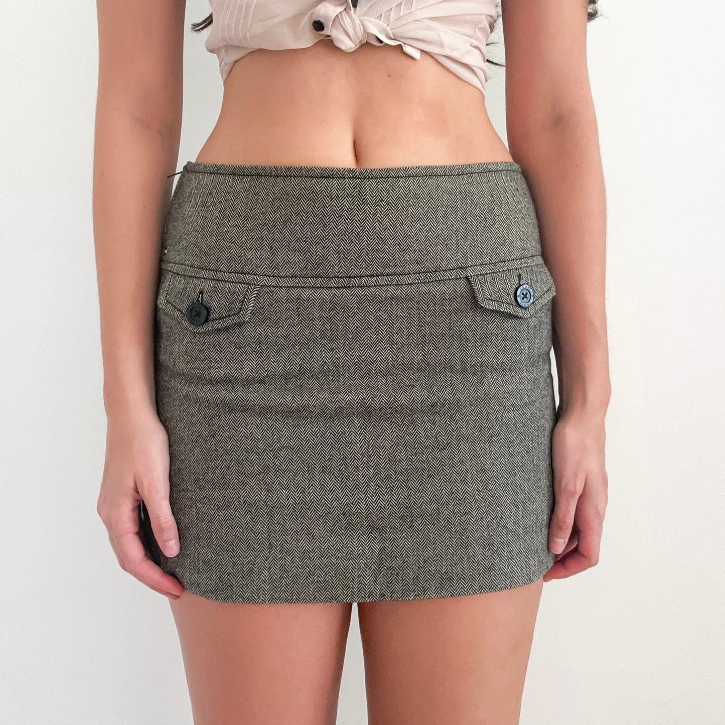 Y2K Tommy Jeans Herringbone Mini Skirt / SZ 4