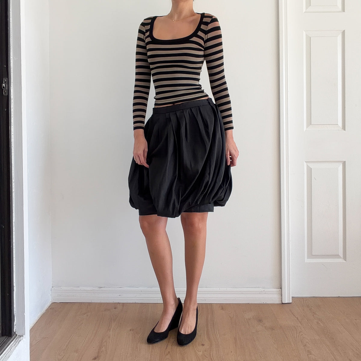 80's Ungaro Black Bubble Skirt / SZ M