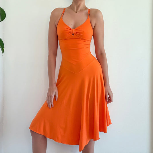 Y2K Orange Midi Dress / SZ XS-S