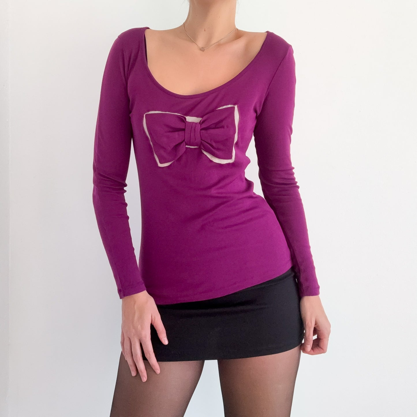 Y2K Sonia Rykiel Purple Bow Long Sleeve / SZ M