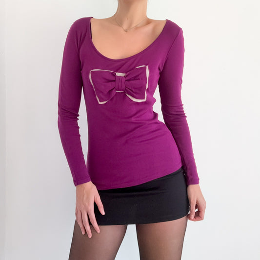 Y2K Sonia Rykiel Purple Bow Long Sleeve / SZ M