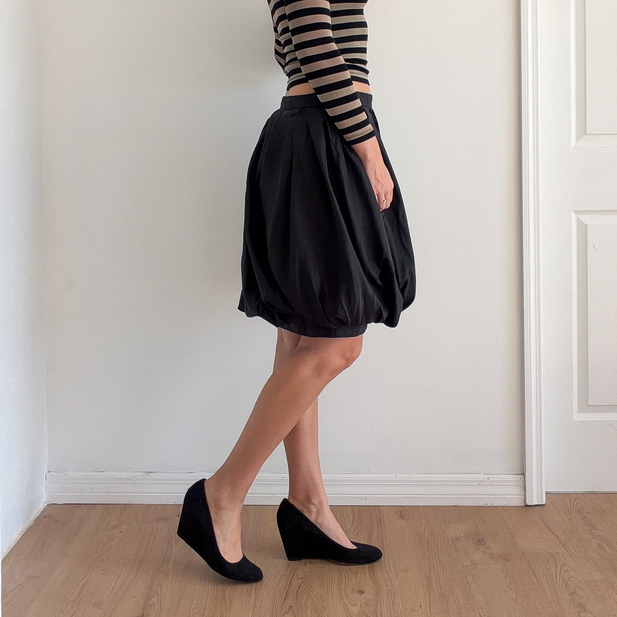 80's Ungaro Black Bubble Skirt / SZ M