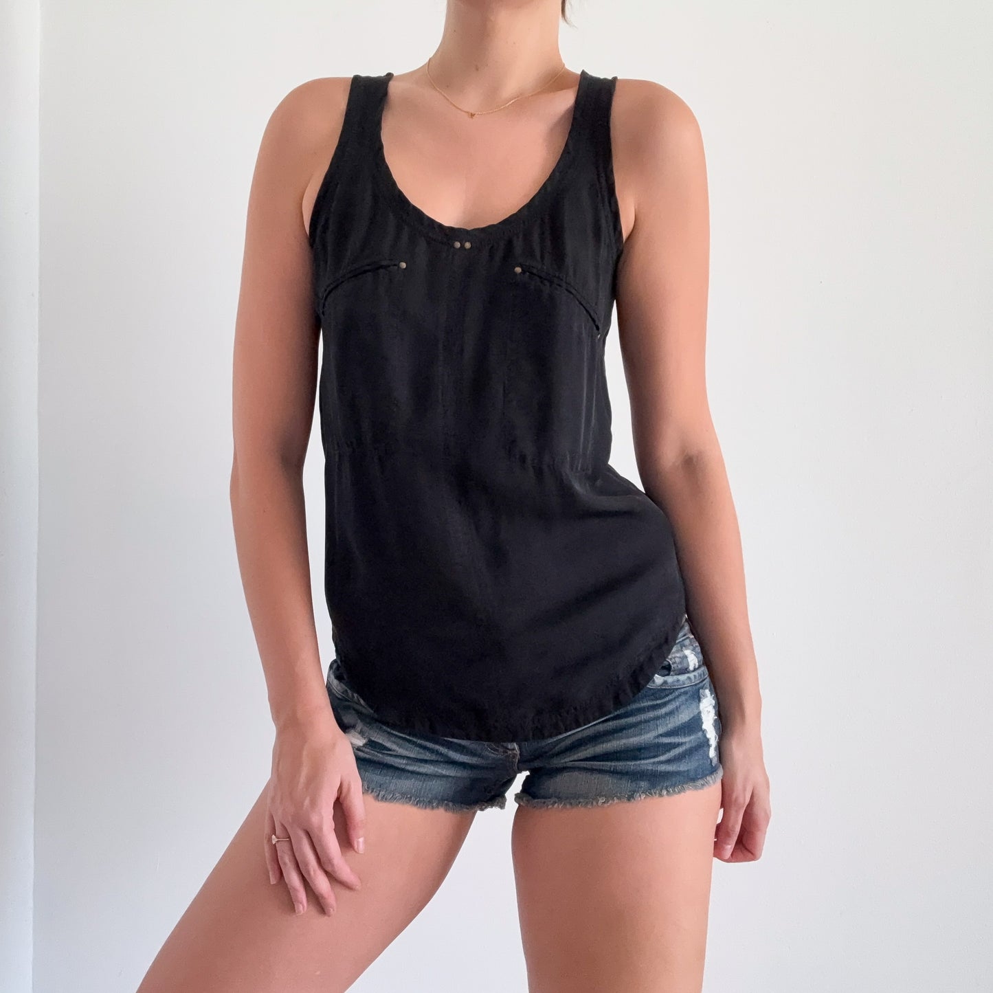 Y2K Diane VonFurstenberg Black Stud Top / SZ S