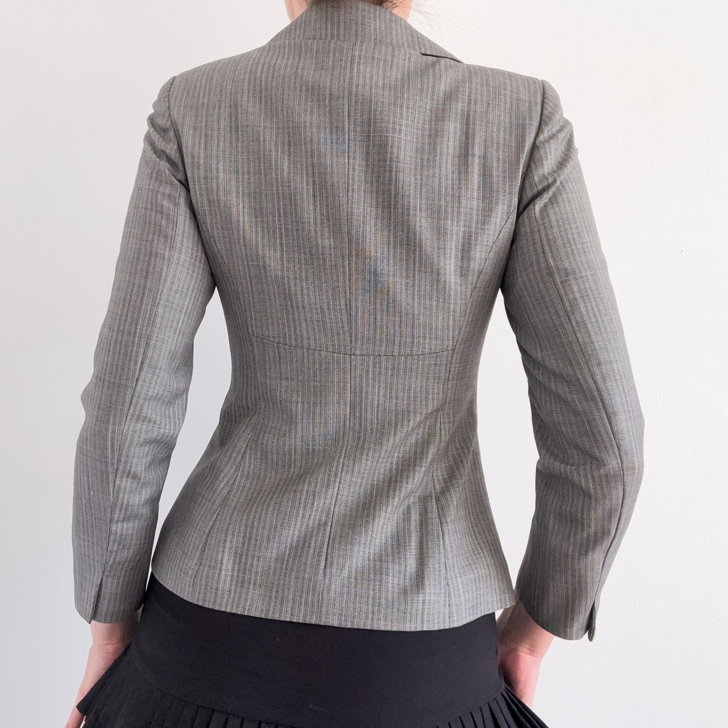 Y2K Grey Plaid Tie Blazer / SZ 0/2