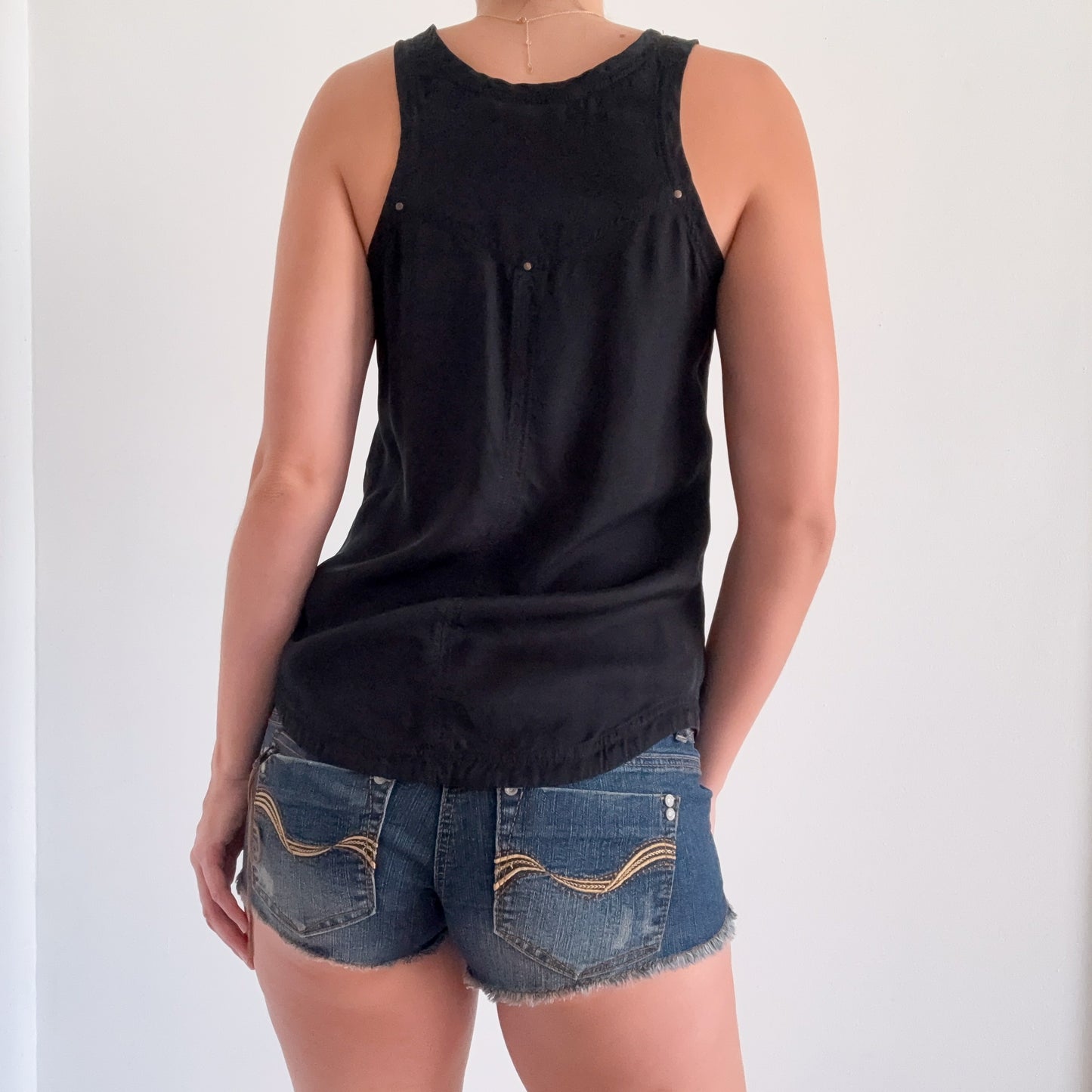 Y2K Diane VonFurstenberg Black Stud Top / SZ S