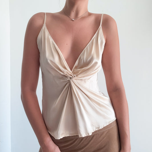 Reformation Silk Cream Twist Tank / SZ M