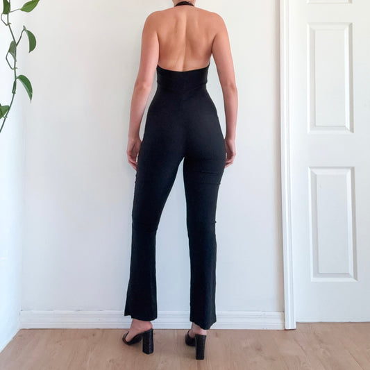 Y2K Black Grommet Jumpsuit / SZ M