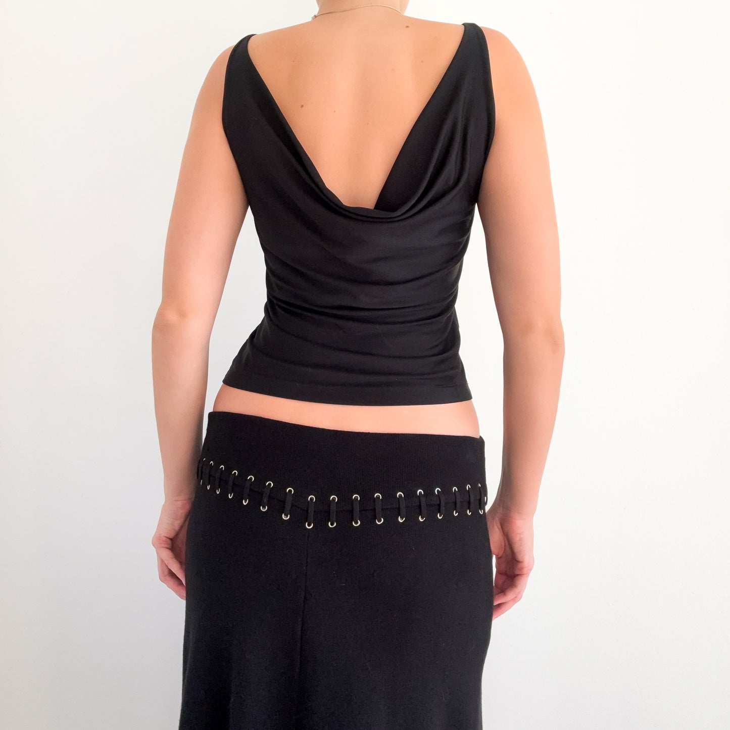 Y2K Black High Neck Reversible Top / SZ M