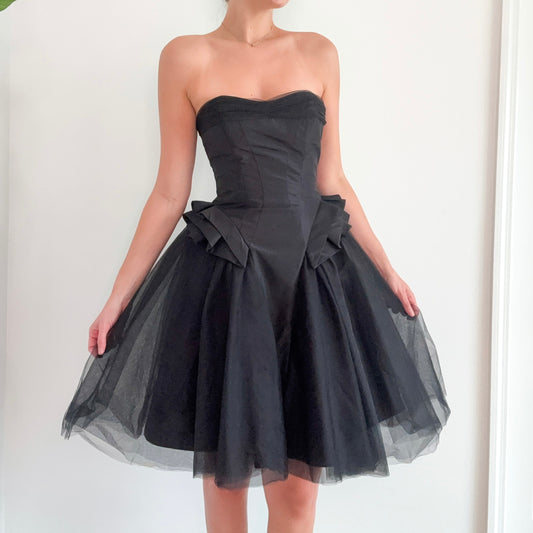 Y2K Truly Zac Posen Black Cocktail Dress / SZ 4