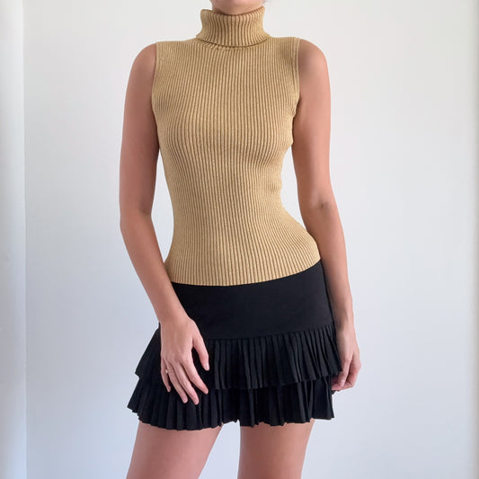 90's Gold Metallic Knit Turtleneck / SZ S/M