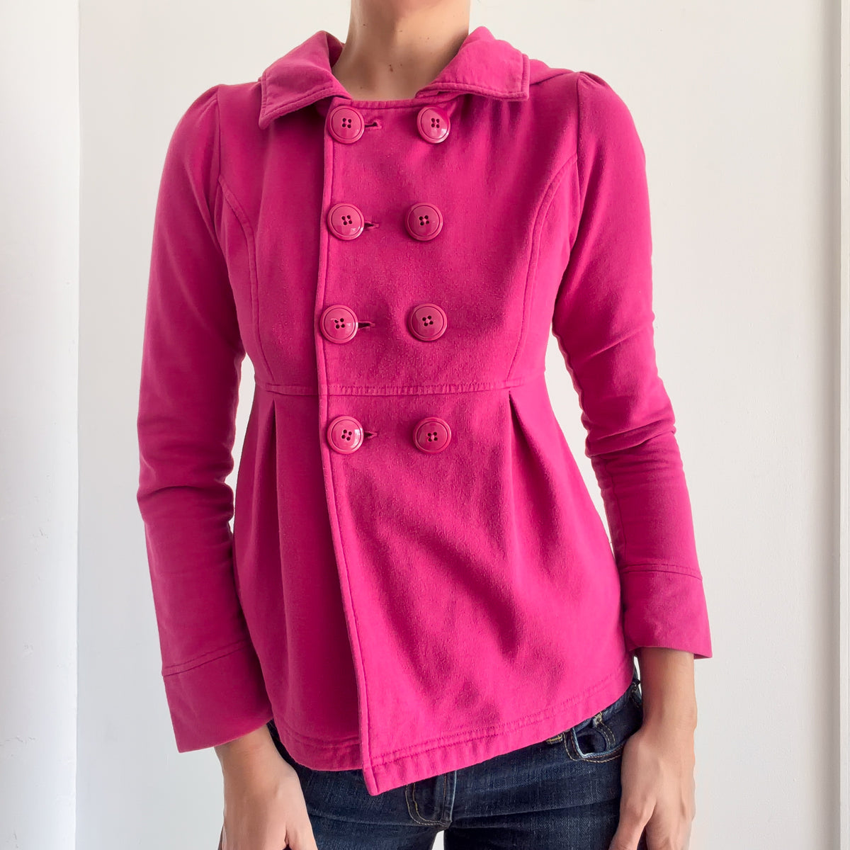 Y2K Magenta Hooded Peacoat / SZ S