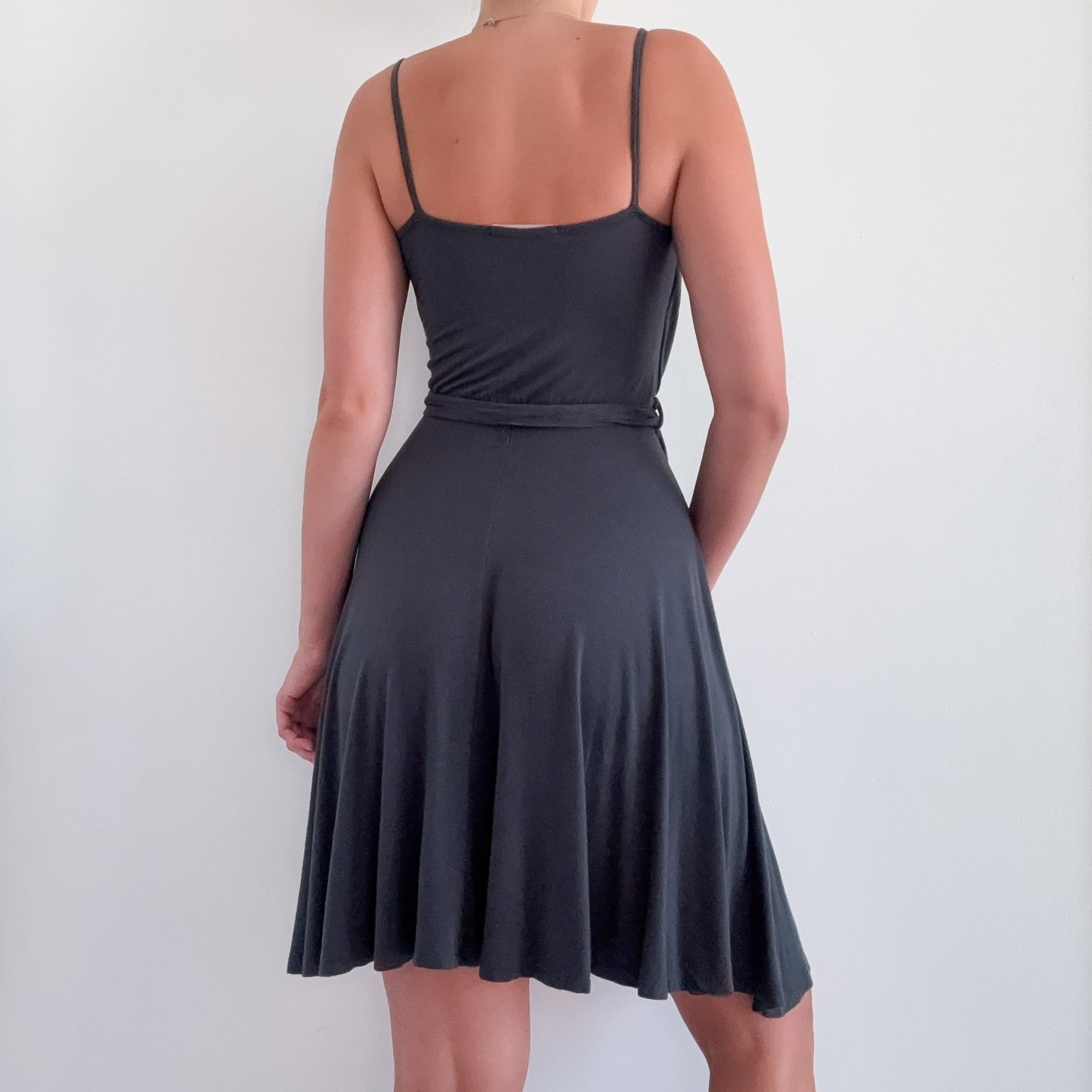 Y2K Grey Modal Lace Draped Dress / SZ S