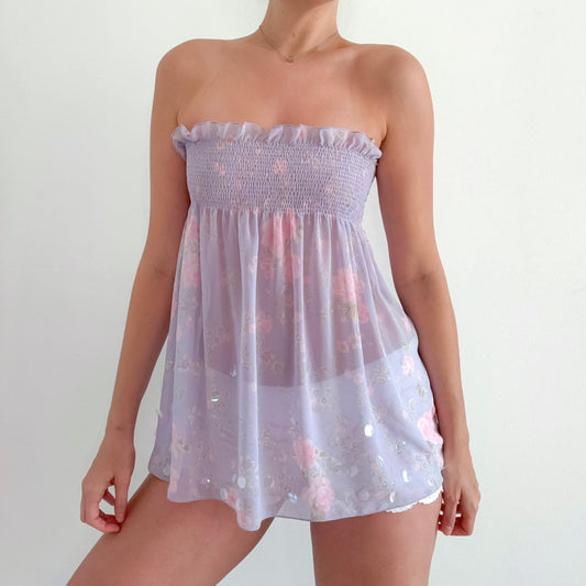 Y2K VS Lavender Floral Tube Nighty / SZ S-L