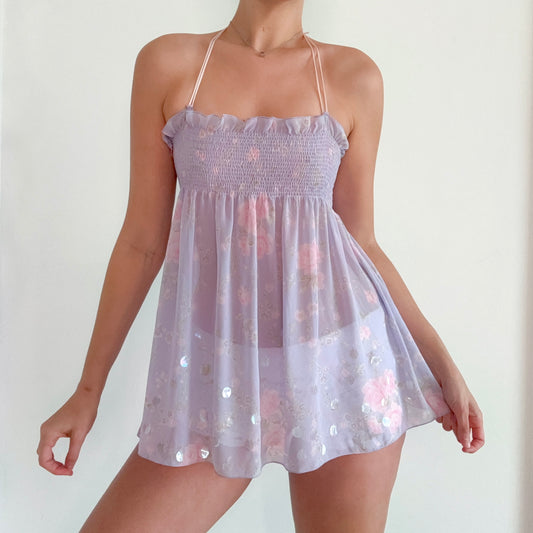 Y2K VS Lavender Floral Tube Nighty / SZ S-L