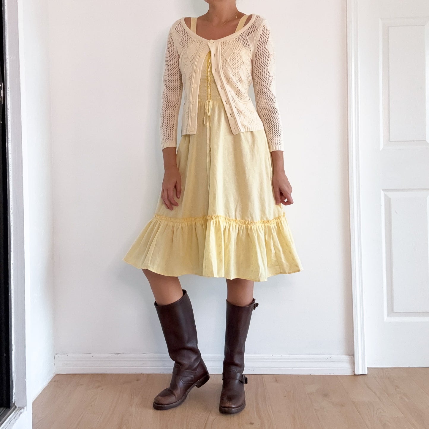 Y2K Cream Knitted Cardigan / SZ S