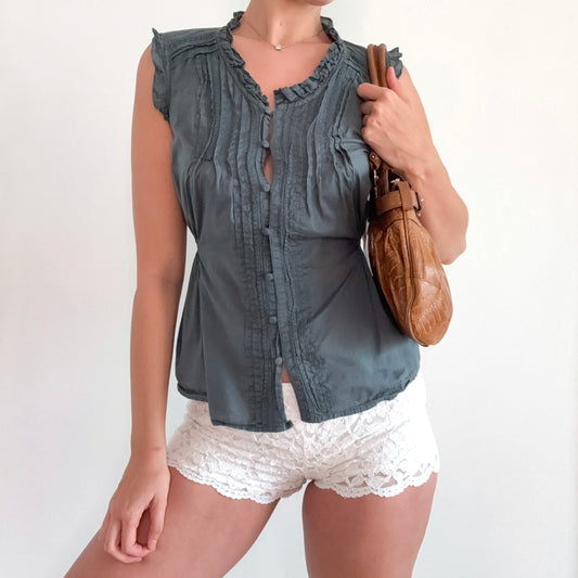 2010's Ocean Cotton Button Blouse / SZ S