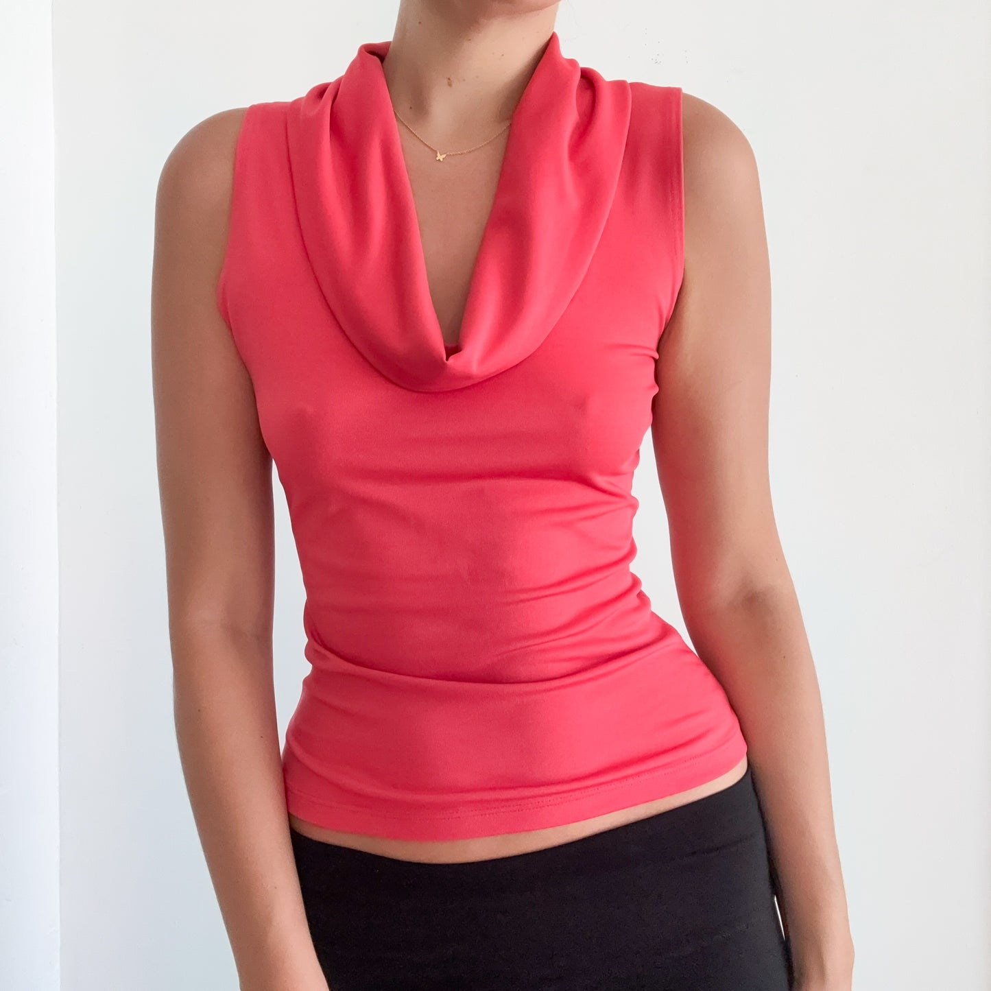 Y2K Coral Cowl Neck Top / SZ S-M