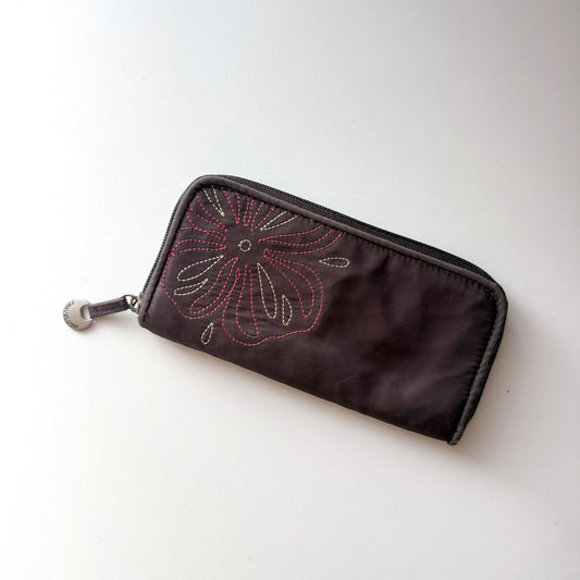 Y2K Brown Embroidered Wallet