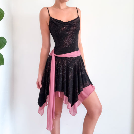 90's Black & Orchid Glitter Fairy Dress / SZ M