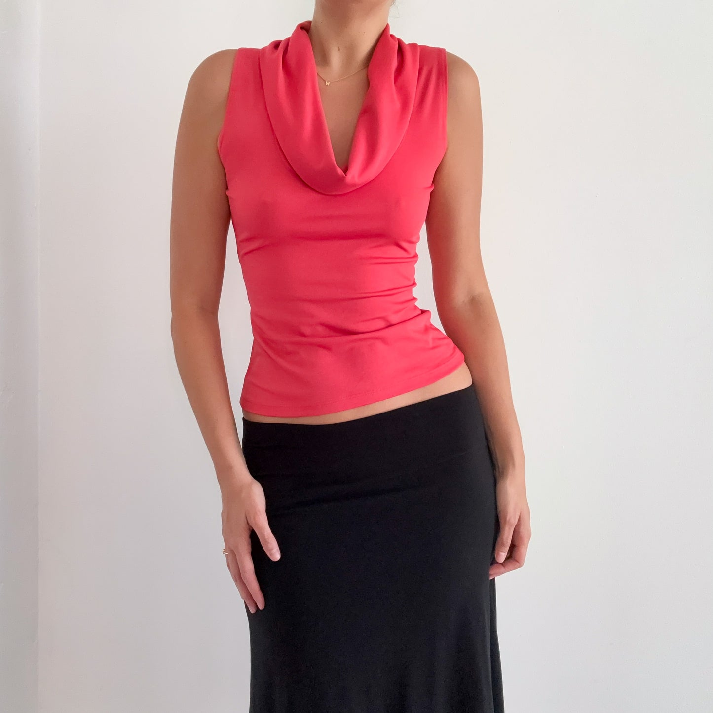 Y2K Coral Cowl Neck Top / SZ S-M