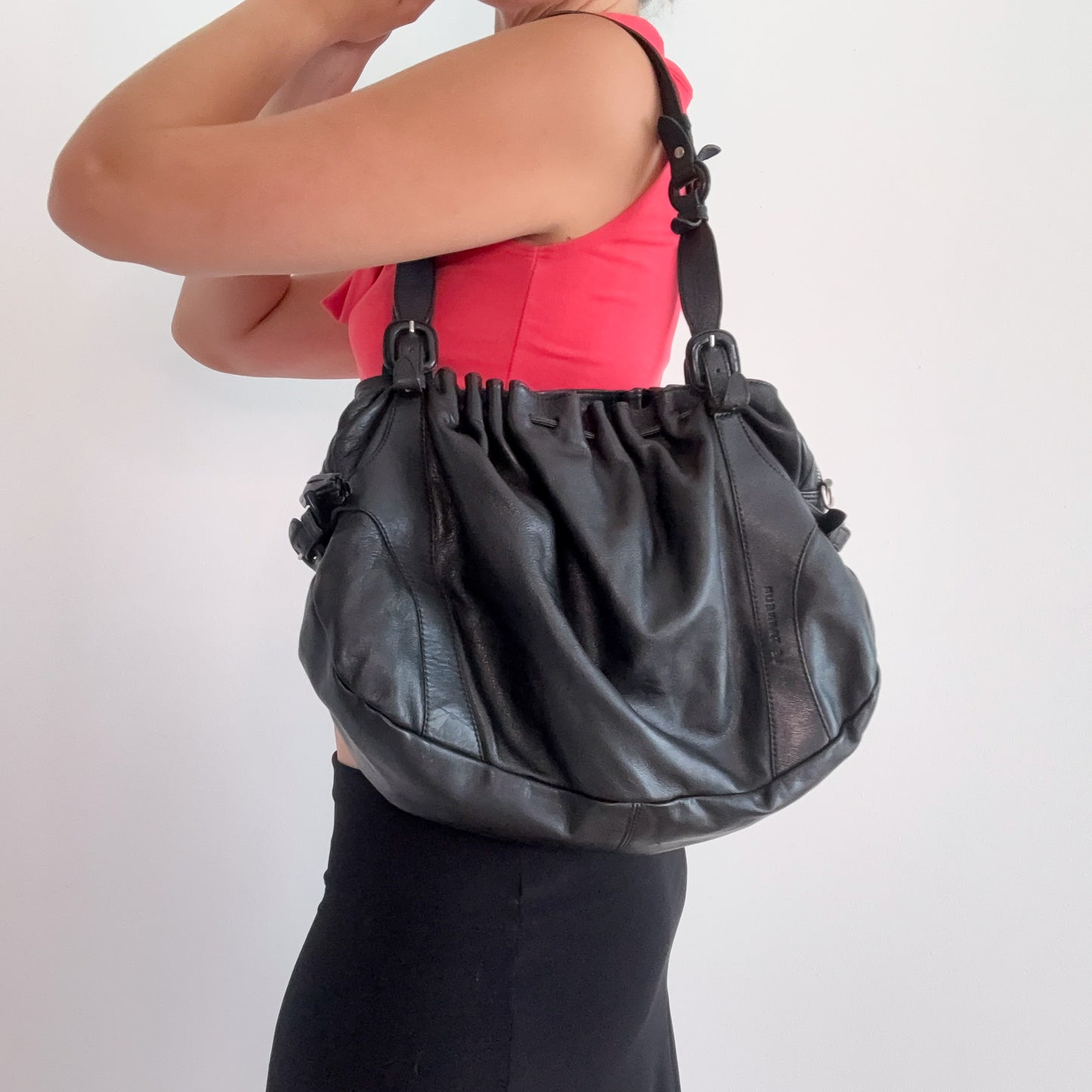 Y2K Le Tanneur Black Leather Bag