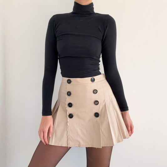 Burberry Khaki Pleated Mini Skirt / SZ M/L