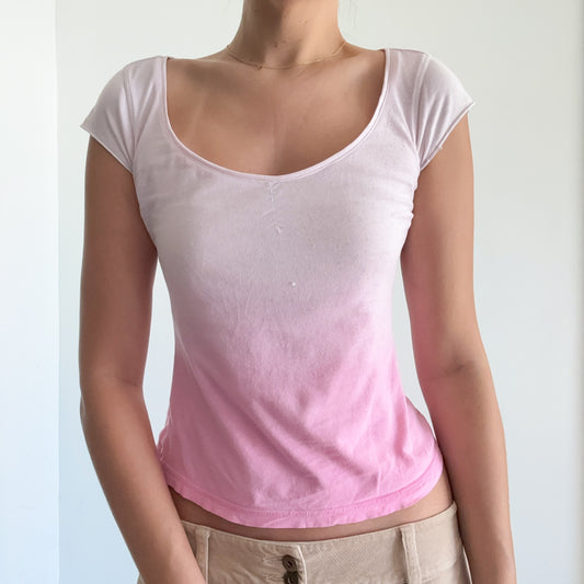 Y2K Pink Ombre Cotton Tee / SZ S/M